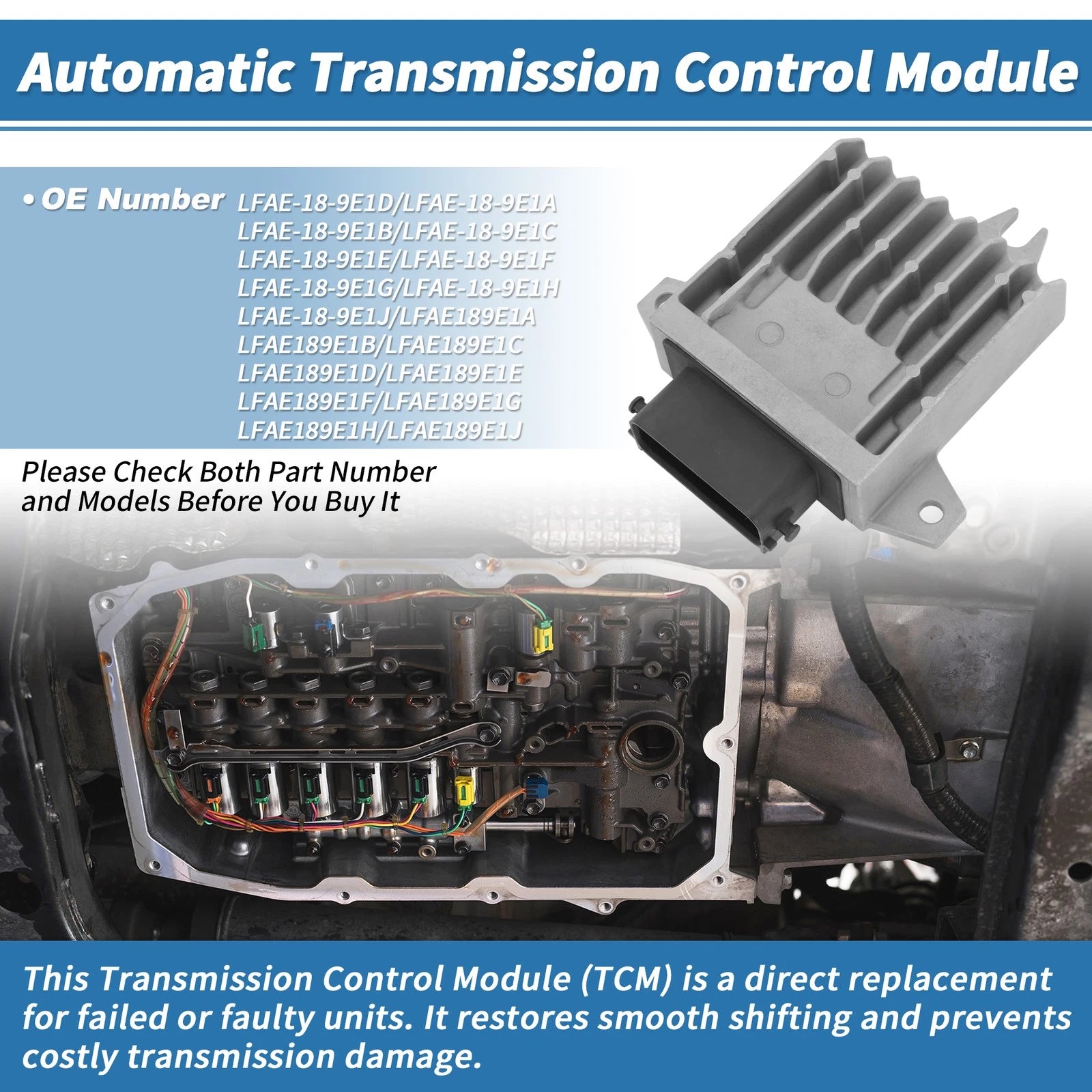 Transmission Control Module for Mazda 3 2.0L 2.3L 2.5L (2007–2014) No.LFAE-18-9E1 D