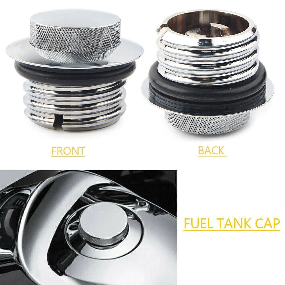 Flush Pop Up Reservoir Gas Cap for Harley Davidson (Chrome)