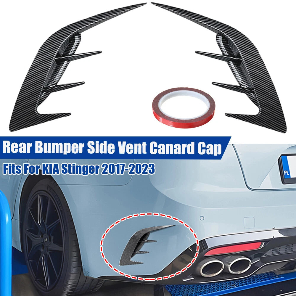Rear Bumper Side Vent Canard Cover for KIA Stinger GT (2017–2023) Carbon Fiber Look