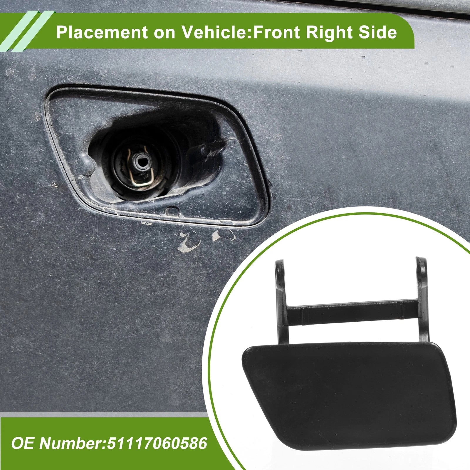 Front Right Windshield Washer Nozzle Cover for BMW 525i (2004–2007)