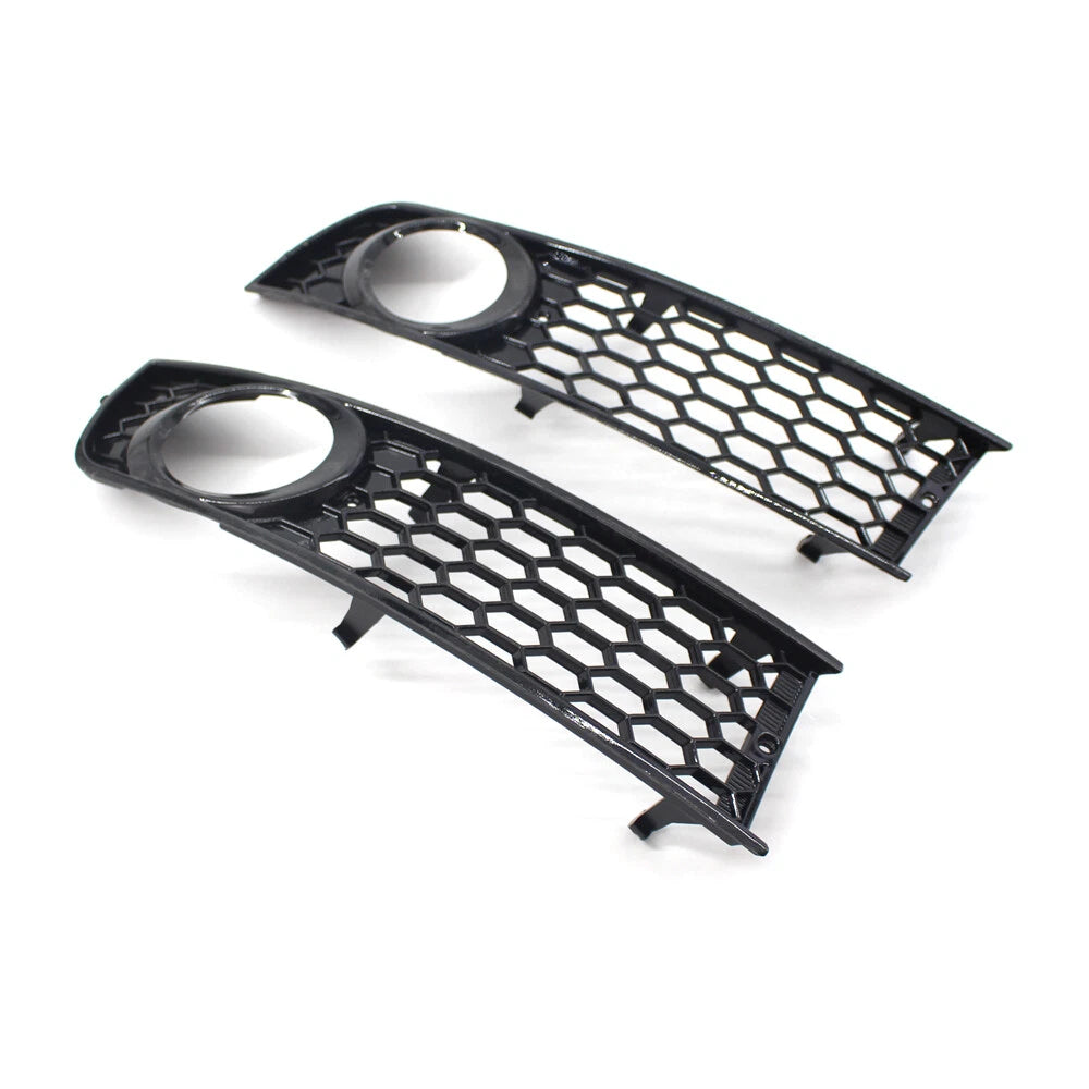 2X Honeycomb Bumper Fog Light Lamp Grille Bezel Cover for Audi A4 B6 (2001–2005)