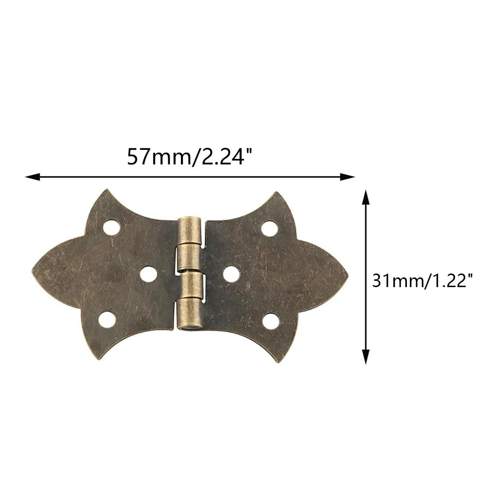 6x Antique Bronze Cabinet Hinge for Wooden Box Wardrobe Door (57mm x 31mm)