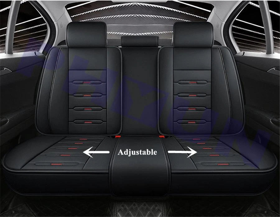 Set of 2 Car Seat Covers for Universal Fit (Front & Rear) PU Leather Black/Red