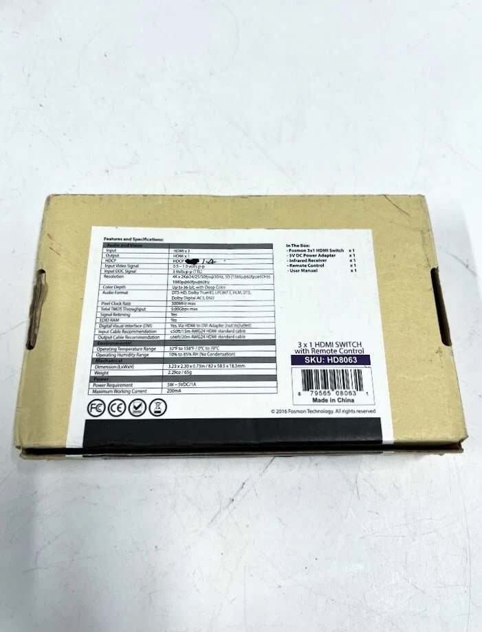 3X HDMI Switch for Fosmon (7956508063) with Remote Control