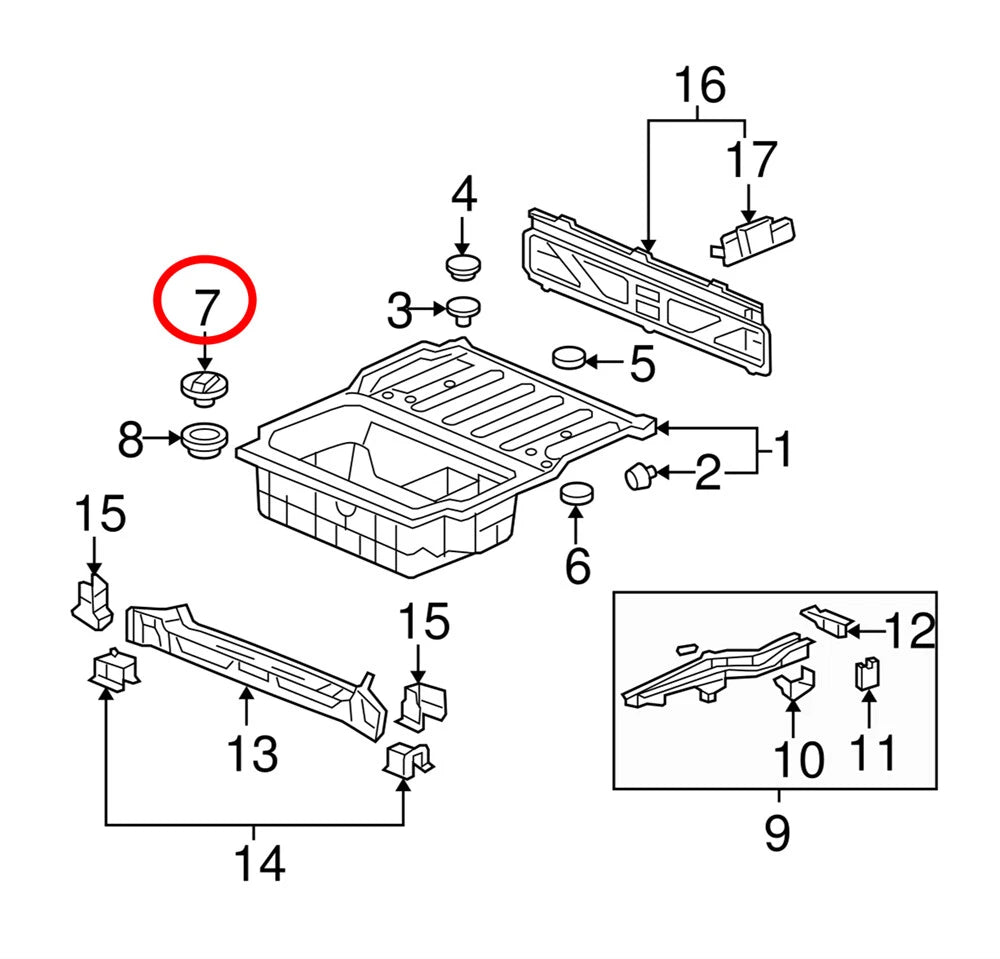 Rear Body Floor Plug for Honda Ridgeline (2006–2024) 74763-SJC-A00 Black