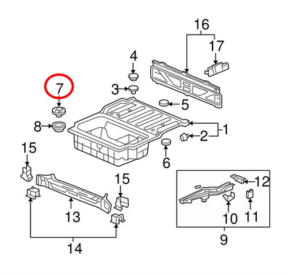 Rear Body Floor Plug for Honda Ridgeline (2006–2024) 74763-SJC-A00 Black
