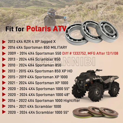 Rear Differential Bearings Seal Kit for Polaris Scrambler 850/XP 1000 (2013–2022)