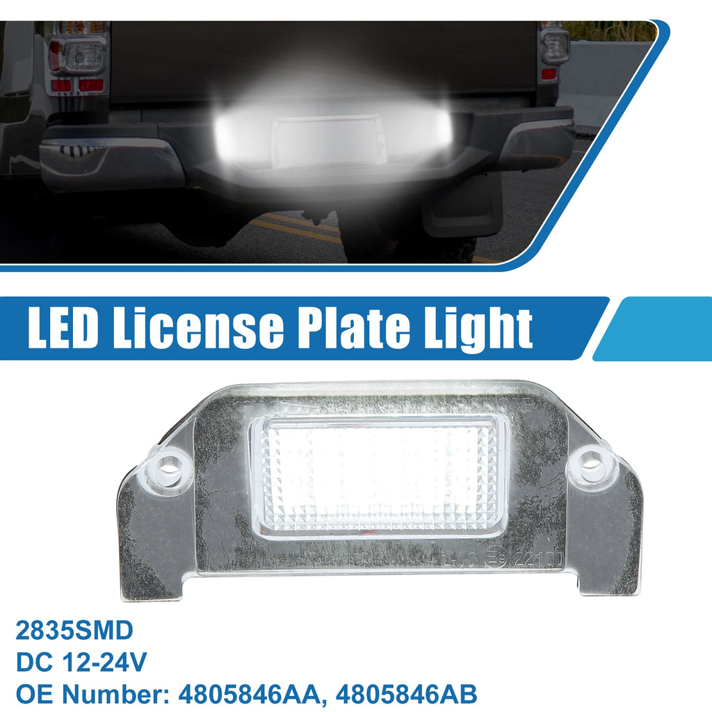 White LED License Plate Light Assembly for Dodge Dart (2013–2016) 4805846AA 2835SMD