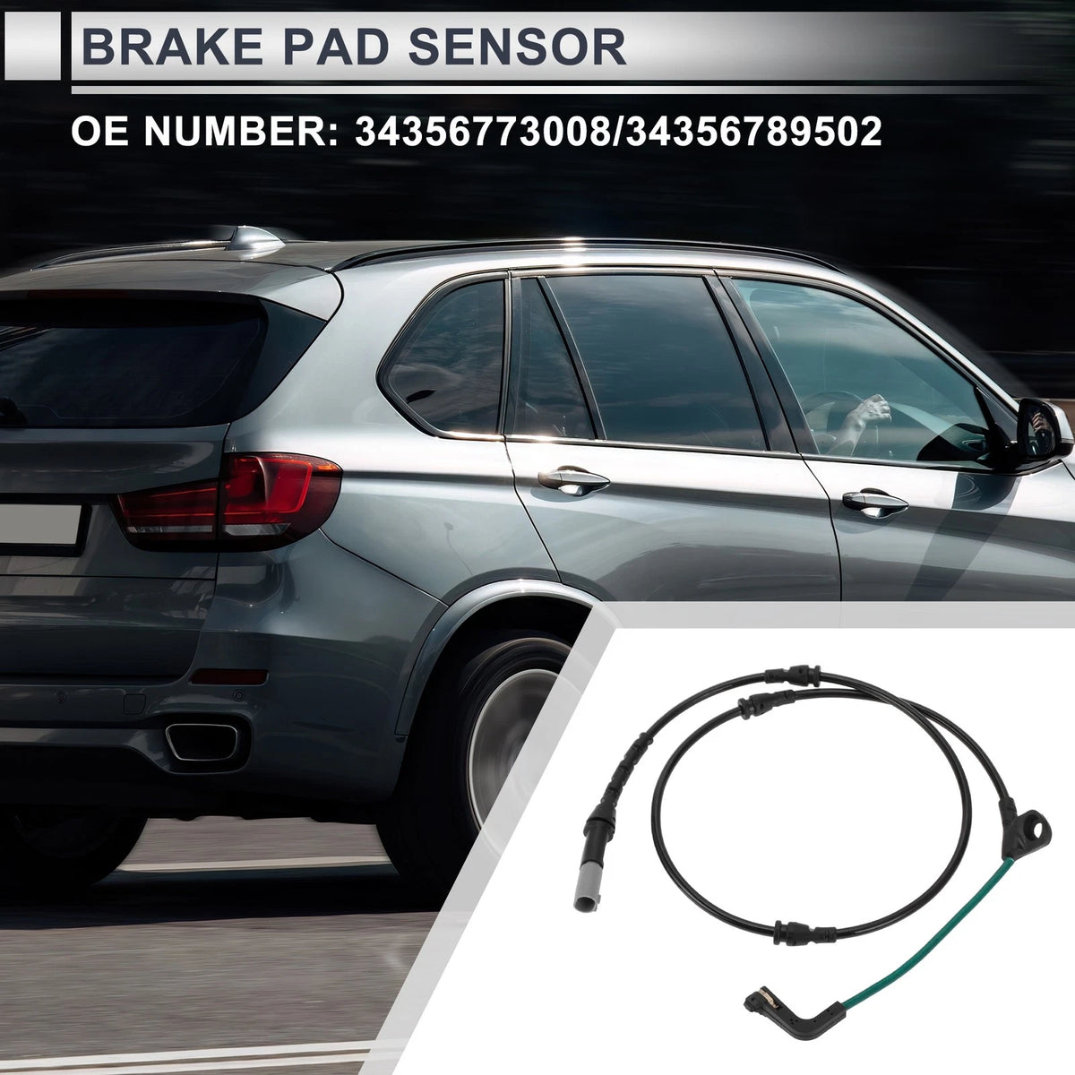 1pc Brake Pad Wear Sensor for BMW X5 (2006–2008) No. 34356773008 Black