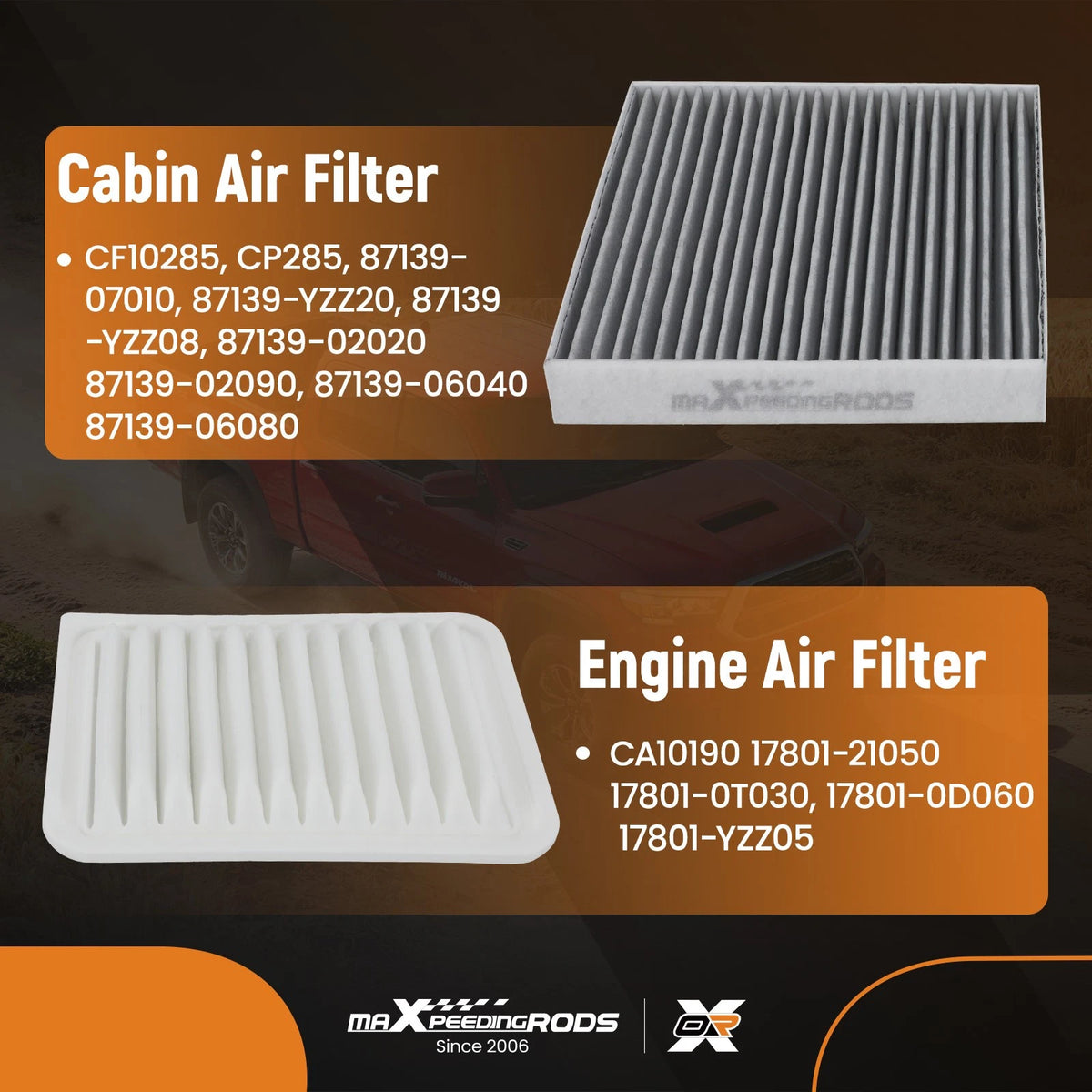 Engine & Cabin Air Filter Combo for Toyota Yaris L4-1.5 (2006–2018) 87139-52020
