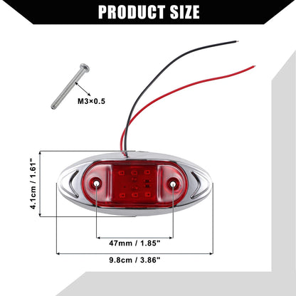 8 Pcs Trailer Marker Lights Oval Side Marker Lamps for RV Truck Boat (Red) (—)