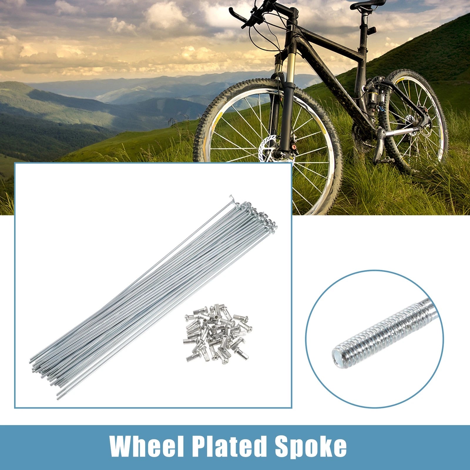 Bicycle Spokes Kit J Bend 13G Galvanized 10.47 Inch with Nipples (36 Pack)