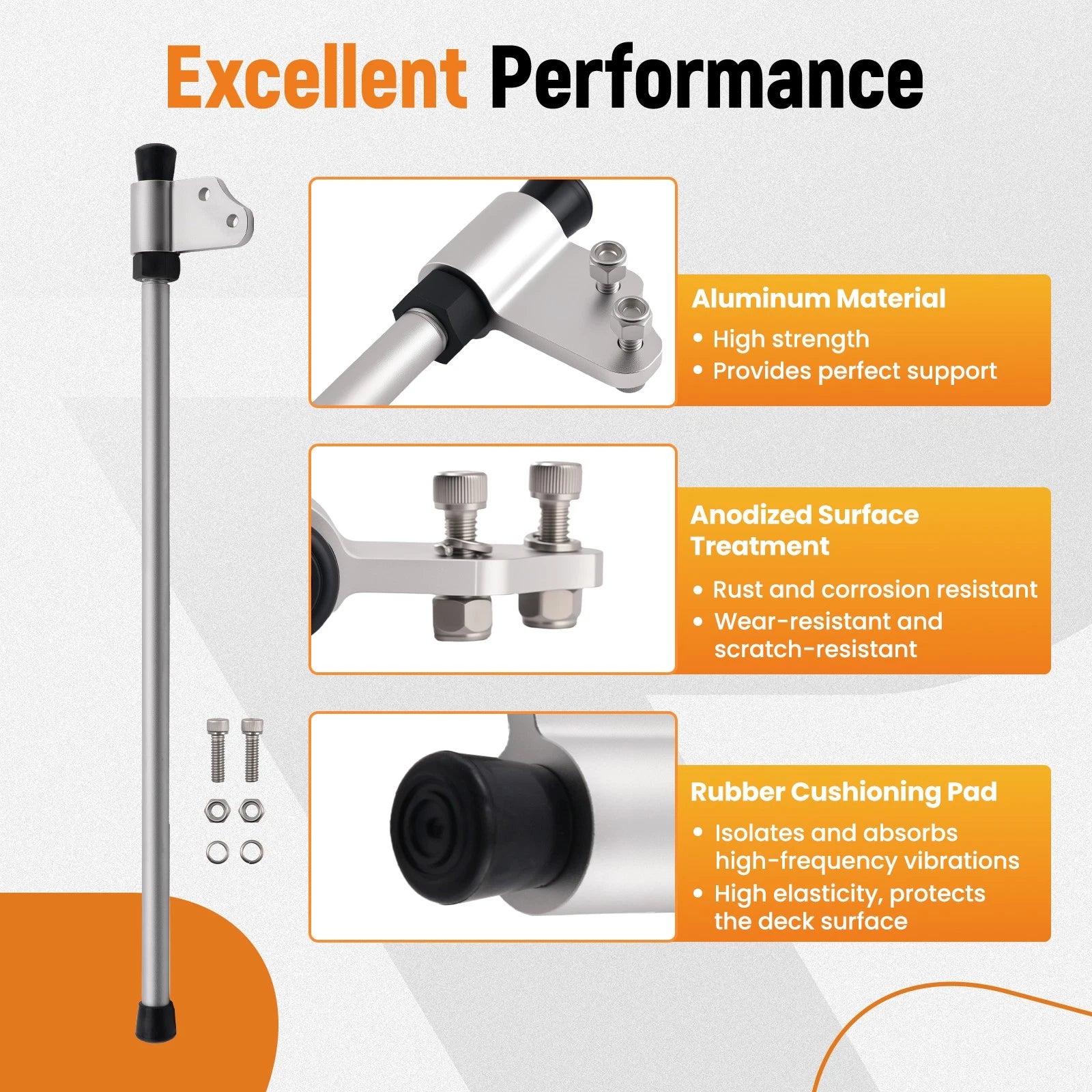Fortrex Stabilizer for Riptide SF (Heavy Duty Aluminum, Silver Anodized)