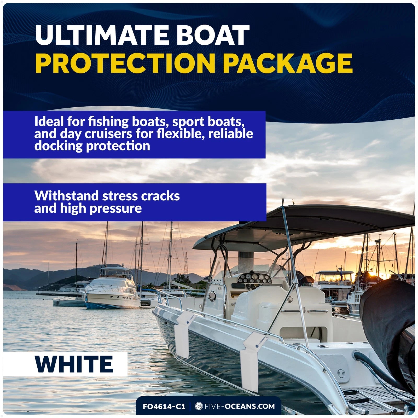 2-Pack Flat Boat Fender Kit for Docking (24" x 6-7/8" x 2-1/2")