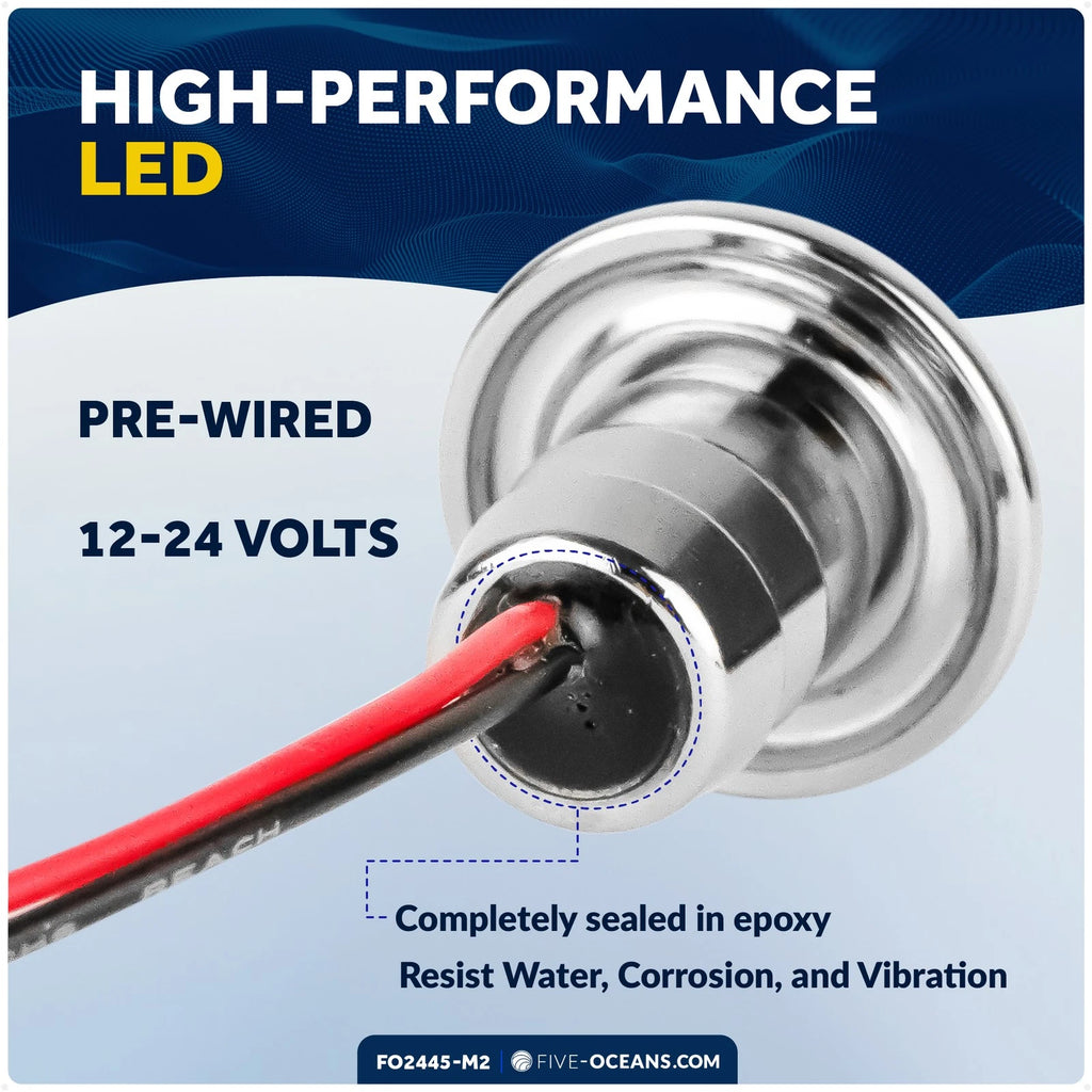 2X Round Blue LED Courtesy Lights for Boat Interior (Deluxe Mini)