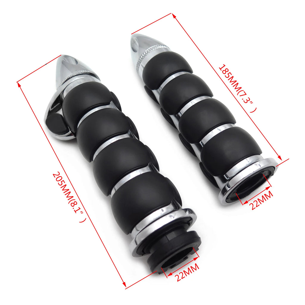 2X Chrome 22mm 7/8" Bullet Handlebar Grips for Universal Motorcycles