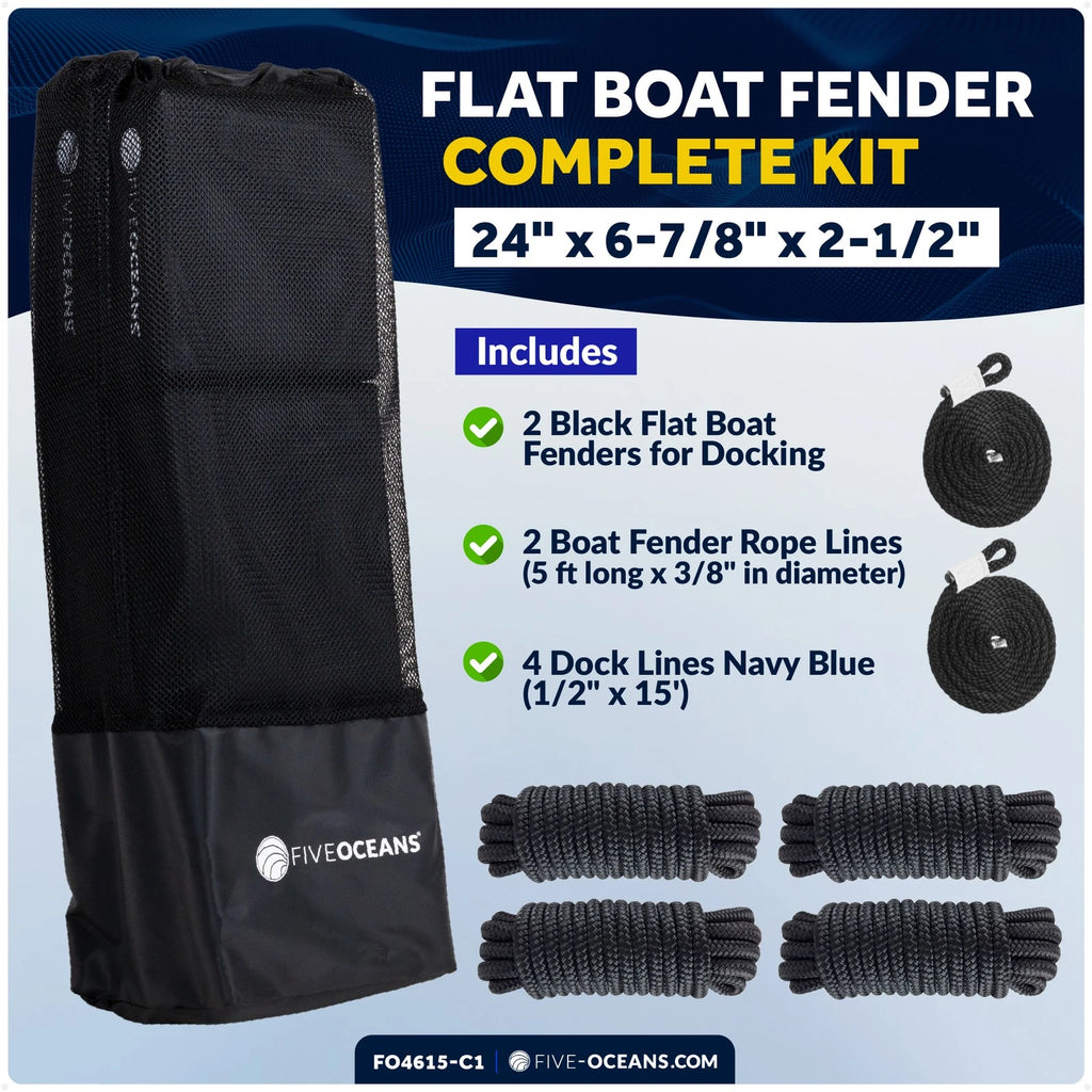 2-Pack Flat Boat Fender Kit for Docking (24" x 6-7/8" x 2-1/2")
