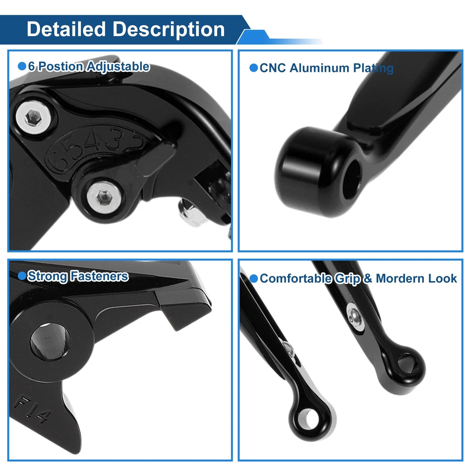 Adjustable Brake Clutch Lever for Kawasaki ER-5 (2004–2005) Solid Black