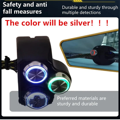 22mm Silver Universal Motorcycle Handlebar Switch with 4 Function Control