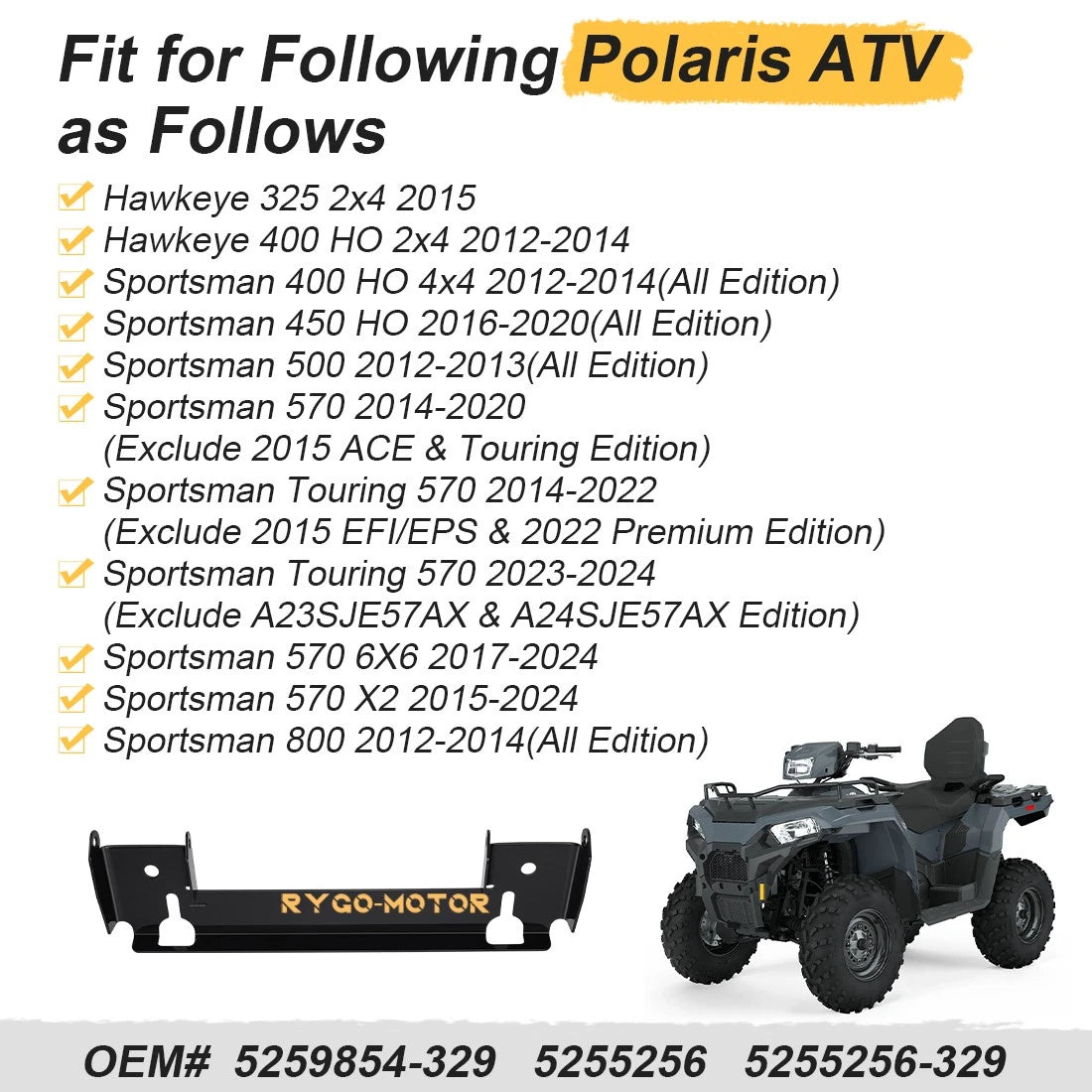 Front Rack Pivot Bracket 5259854-329 for Polaris Sportsman 400 450 570 800 (2012–2024)