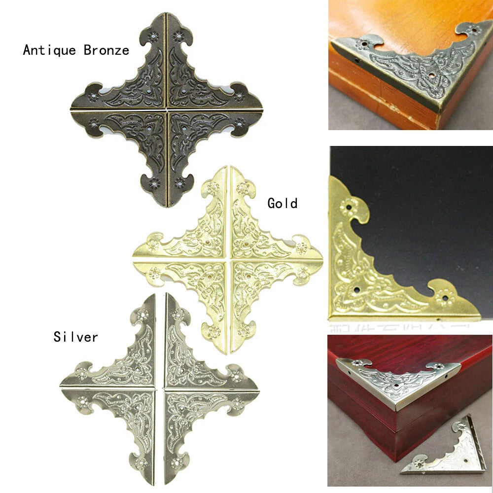 12pcs Antique Metal Jewelry Box Corner Protector Edge Guard Hardware