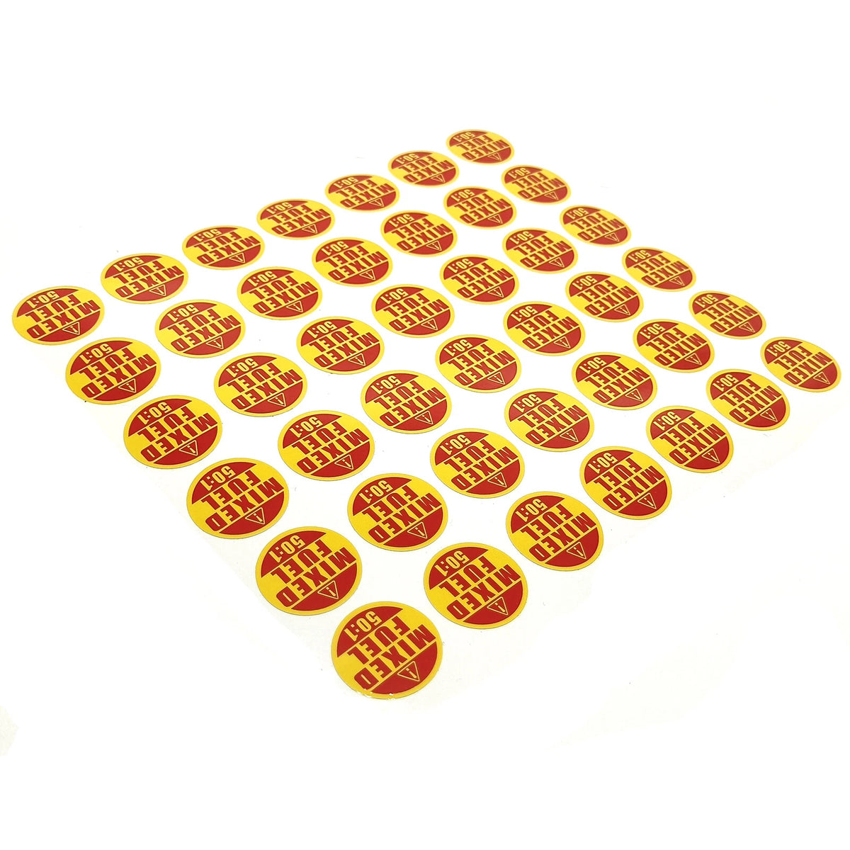 50:1 Mixed Fuel 42 x 1" Round Stickers for Labelling Gas - Powered Tools