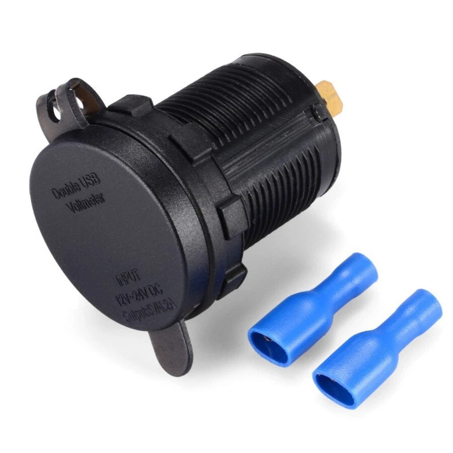 Dual USB Waterproof Phone Charger Power Socket for ATV Motorcycle (2010–2023)