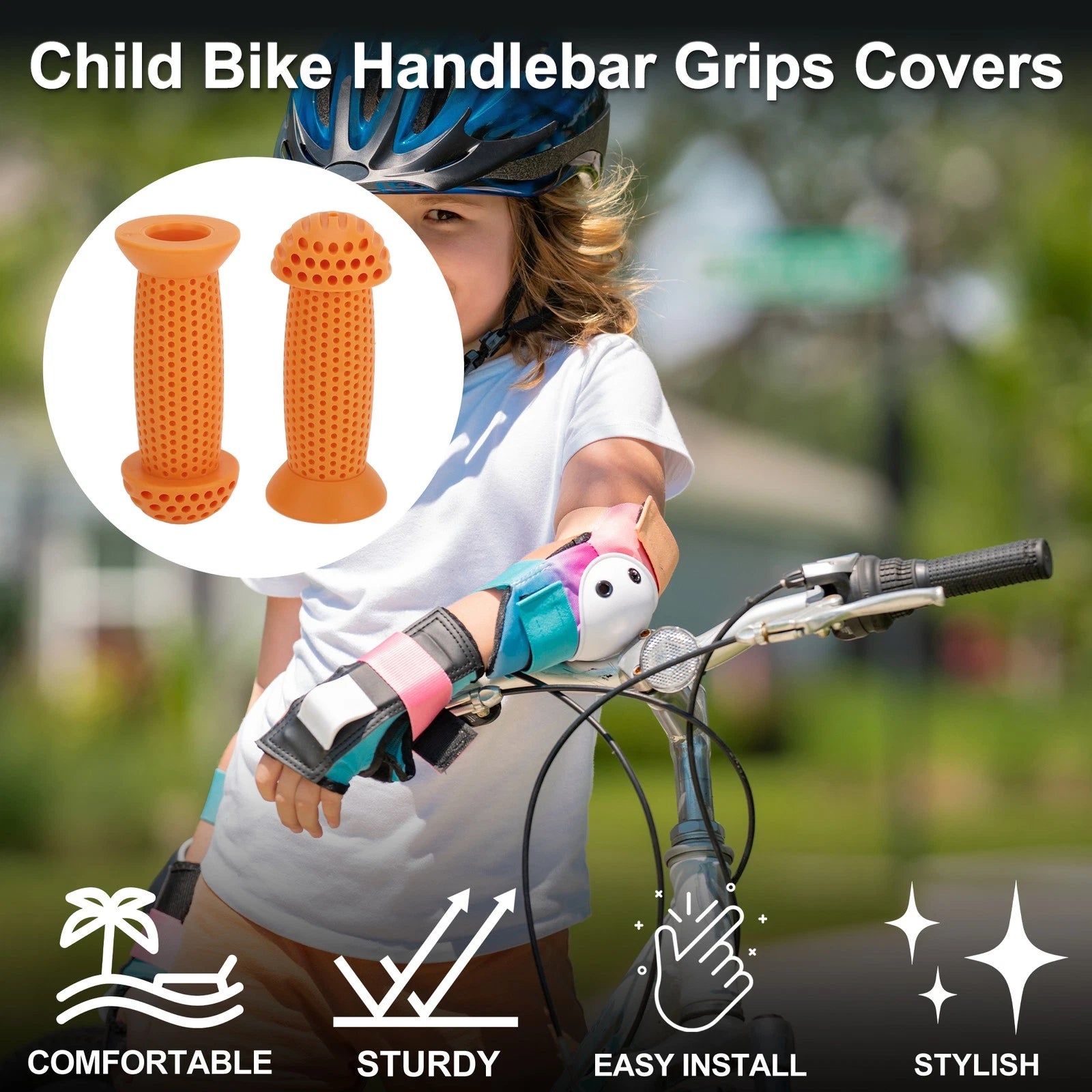 Child Bike Handlebar Grip Cover 100mm Soft End Grips Protector 1 Pair