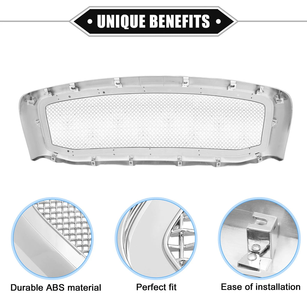 Front Grille Assembly Replacement for Dodge Ram 3500 (2006–2009) Chrome