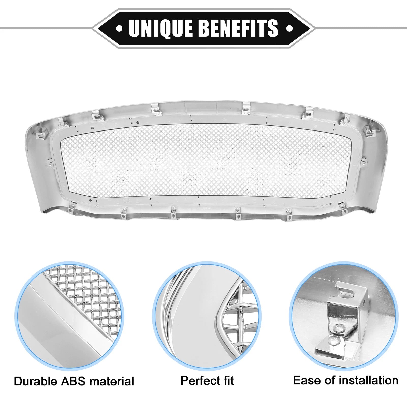 Front Grille Assembly Replacement for Dodge Ram 3500 (2006–2009) Chrome