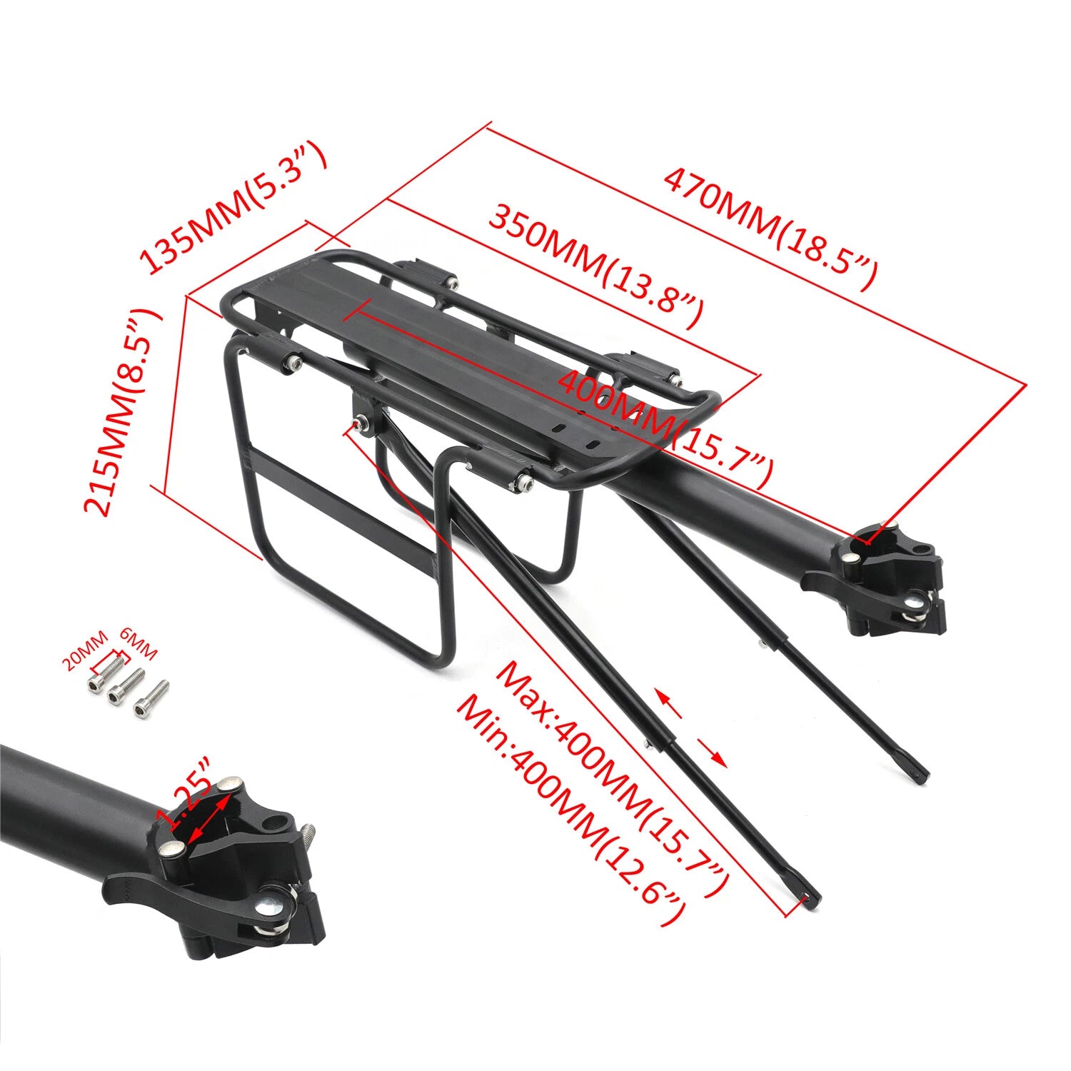 Rear Rack Fender for Bicycle (Adjustable Side Wing)