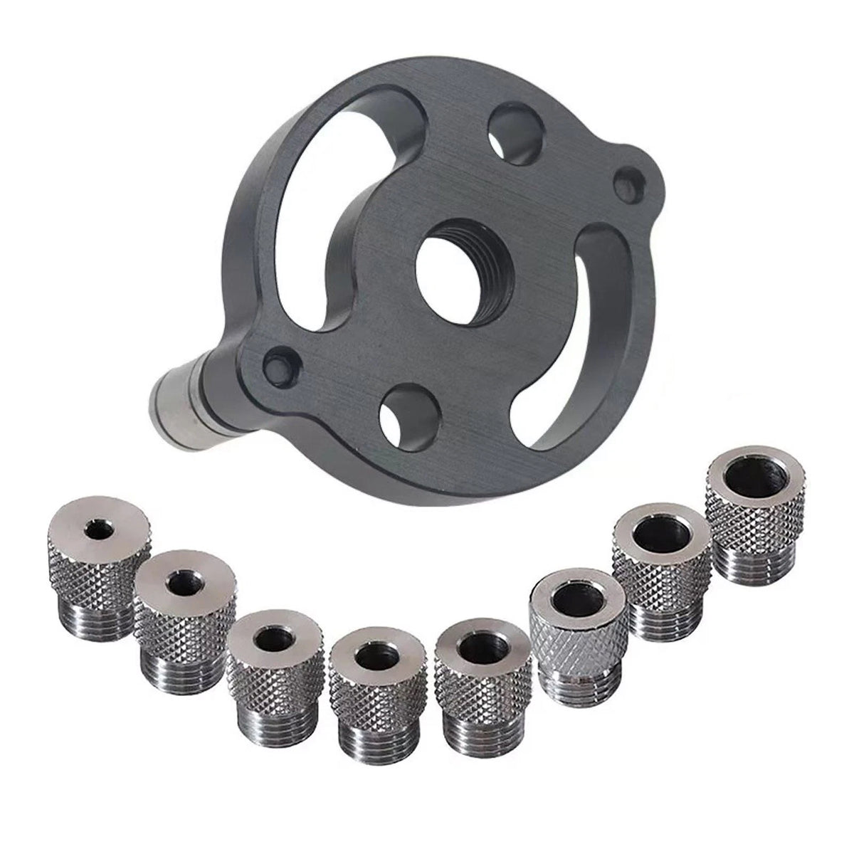 Self Centering Dowel Jig Hole Locator with 8 Drill Bushings for Woodworking