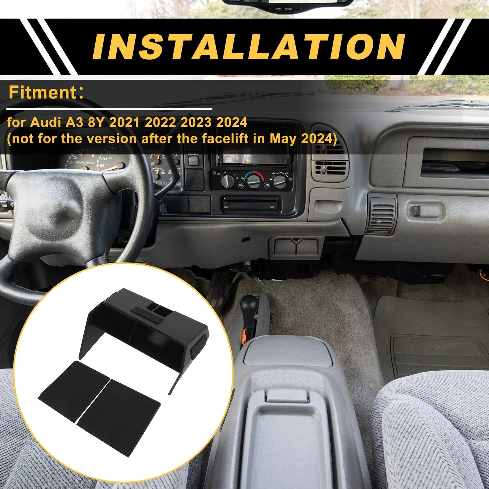 Center Console Armrest Organizer Tray Replacement for Audi A3 8Y (2021–2024)