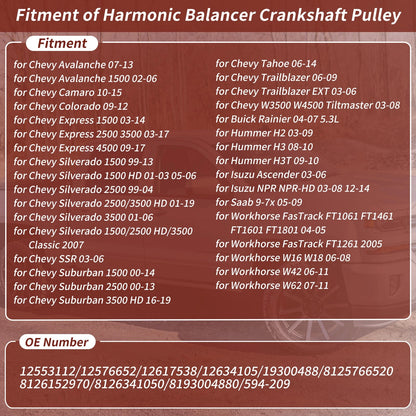 Harmonic Balancer Crankshaft Pulley for Chevy Buick Hummer (No.594-209)