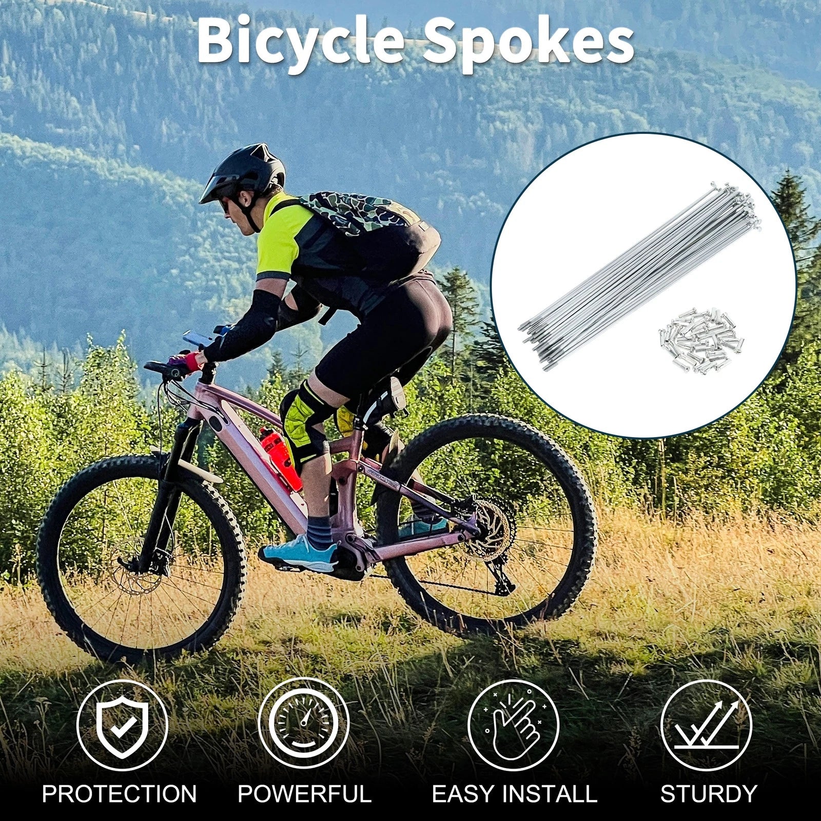 Bicycle Spokes Nipple Set 177mm Carbon Steel Galvanized Universal
