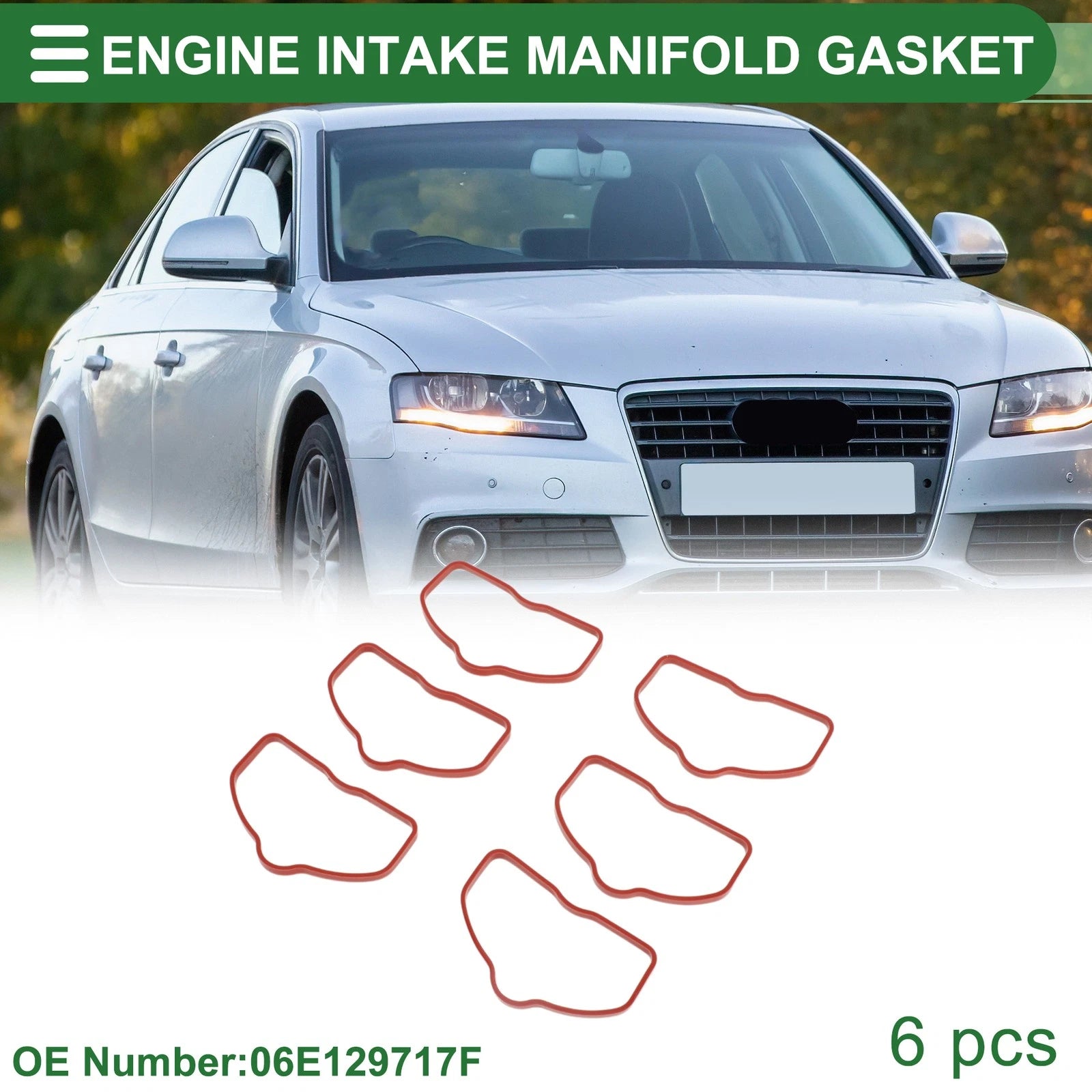 Lower Engine Intake Manifold Gasket Replacement for Audi A4 (2008–2015) 6pc