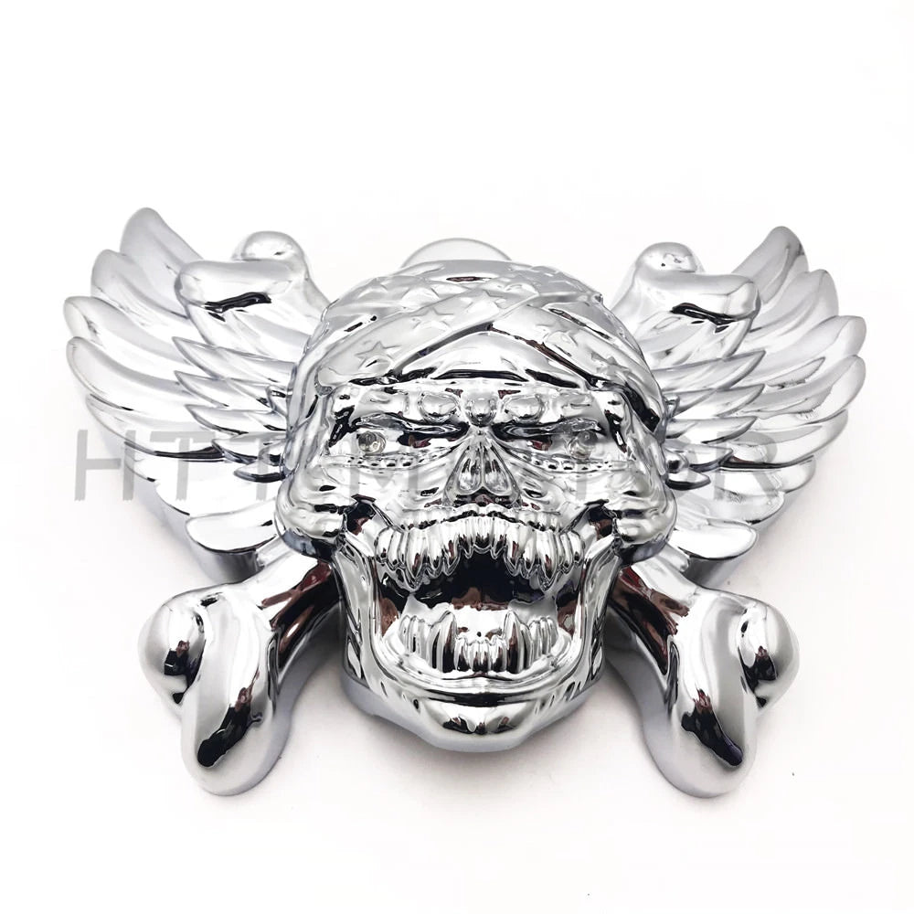 Chrome Skull Horn Cover with Red Light Bulb for Harley V-Rod (1992–2020)