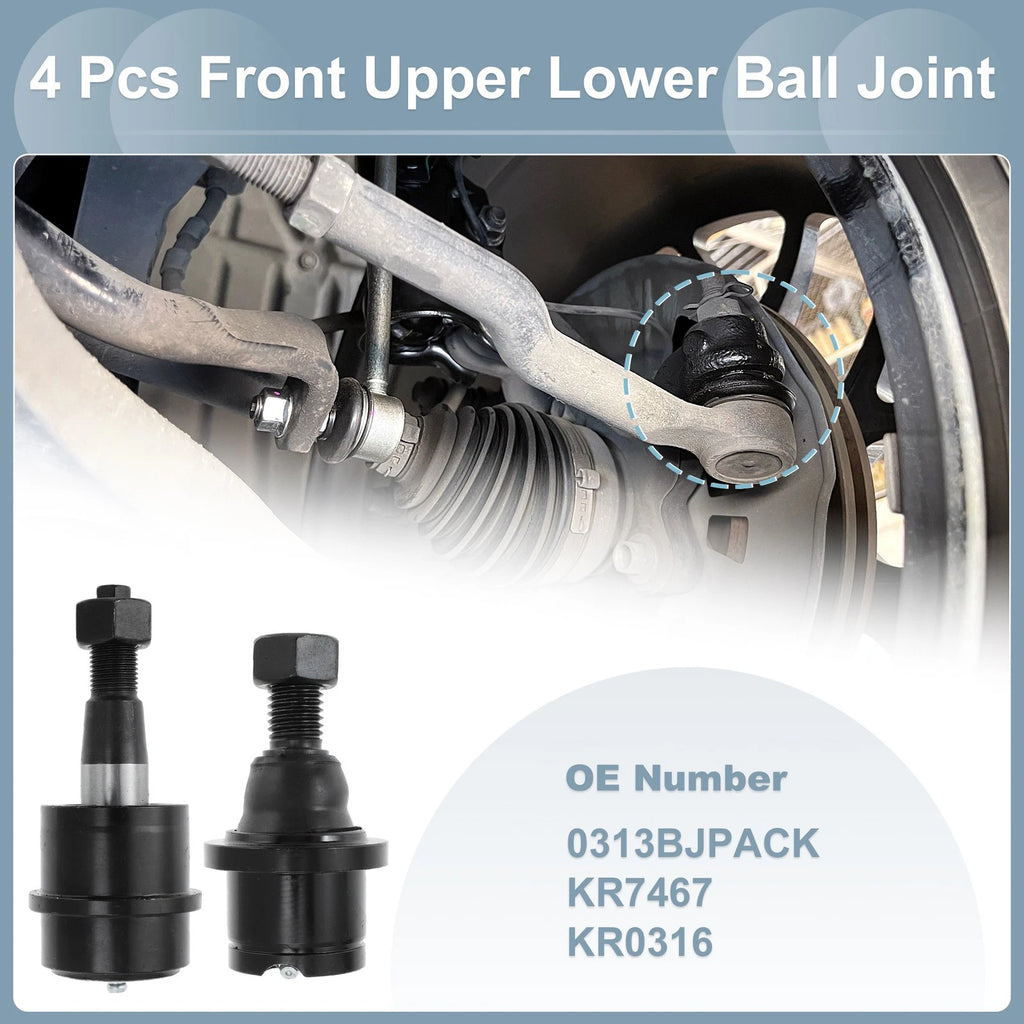 4pcs Upper Lower Ball Joint Replacement Front for Dodge Ram 2500 3500 (2003–2018)