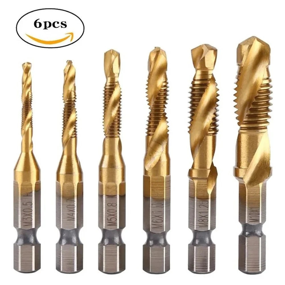 6pcs Thread Tap Set M3 M5 M6 M8 M10 for Various Materials