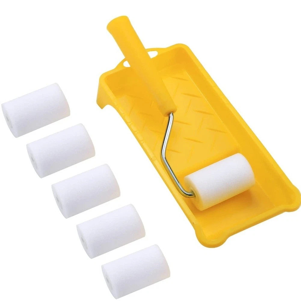 2 Inch Wall Painting Roller Kit with 6 Sponge Covers and Tray