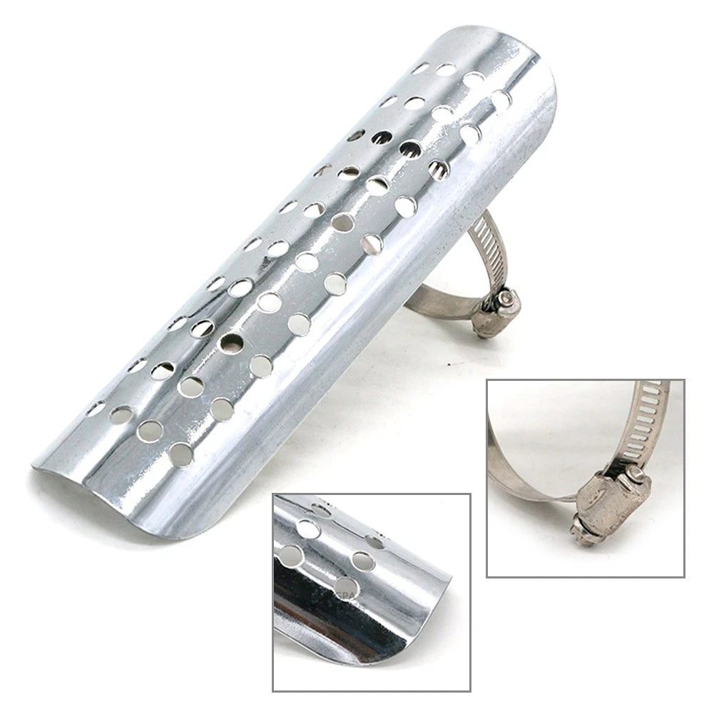 Silver Exhaust Muffler Pipe Heat Shield Cover for Motorcycle (Universal)