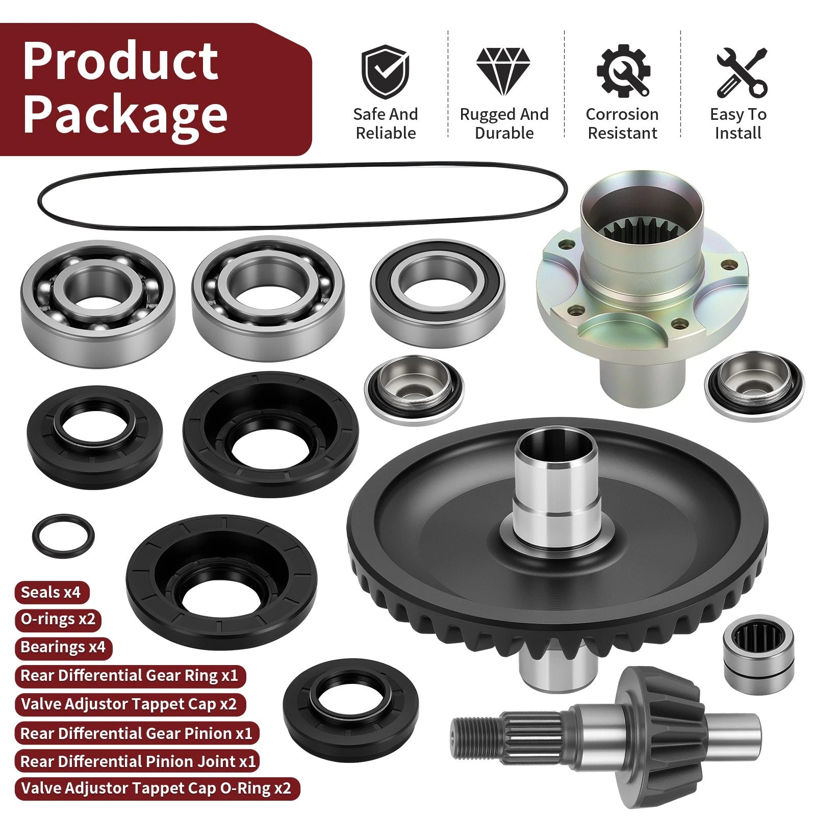 Rear Differential Gear Ring Pinion Joint Kit for Honda Rincon 650 FA/FGA (2003–2005)