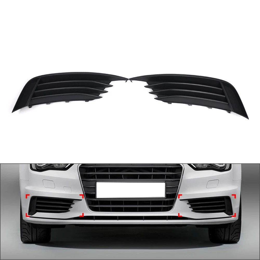 1 Pair Front Bumper Lower Grille Fog Light Cover for Audi A3 S3 (2013–2017)
