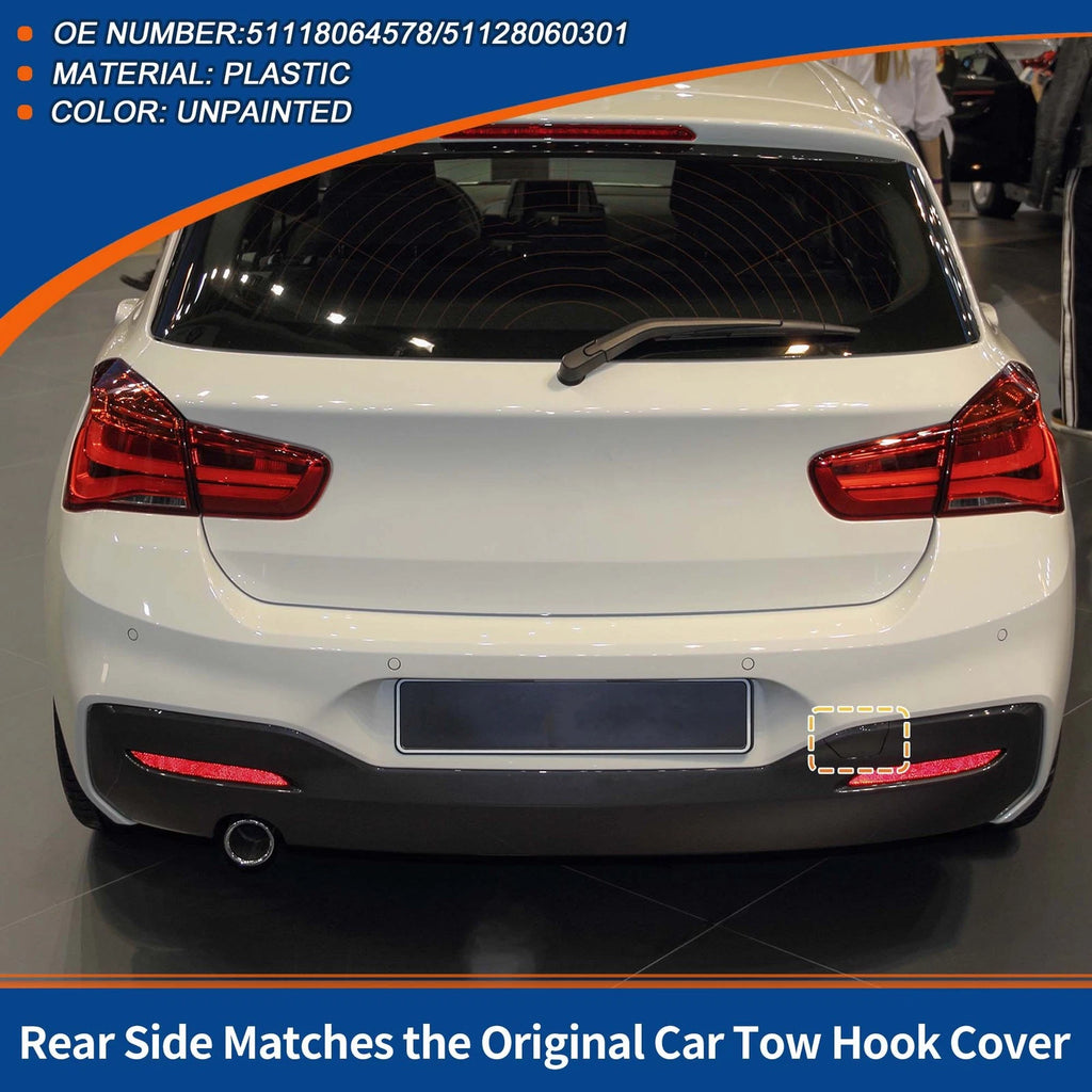 Rear Tow Hook Cover Unpainted Replacement for BMW 114i (2015–2018)