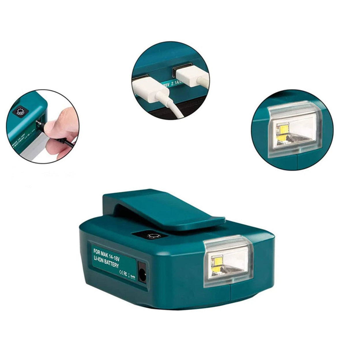 2X USB Power Source Battery Adapter for Makita 14.4V-18V Li-ion Battery with LED