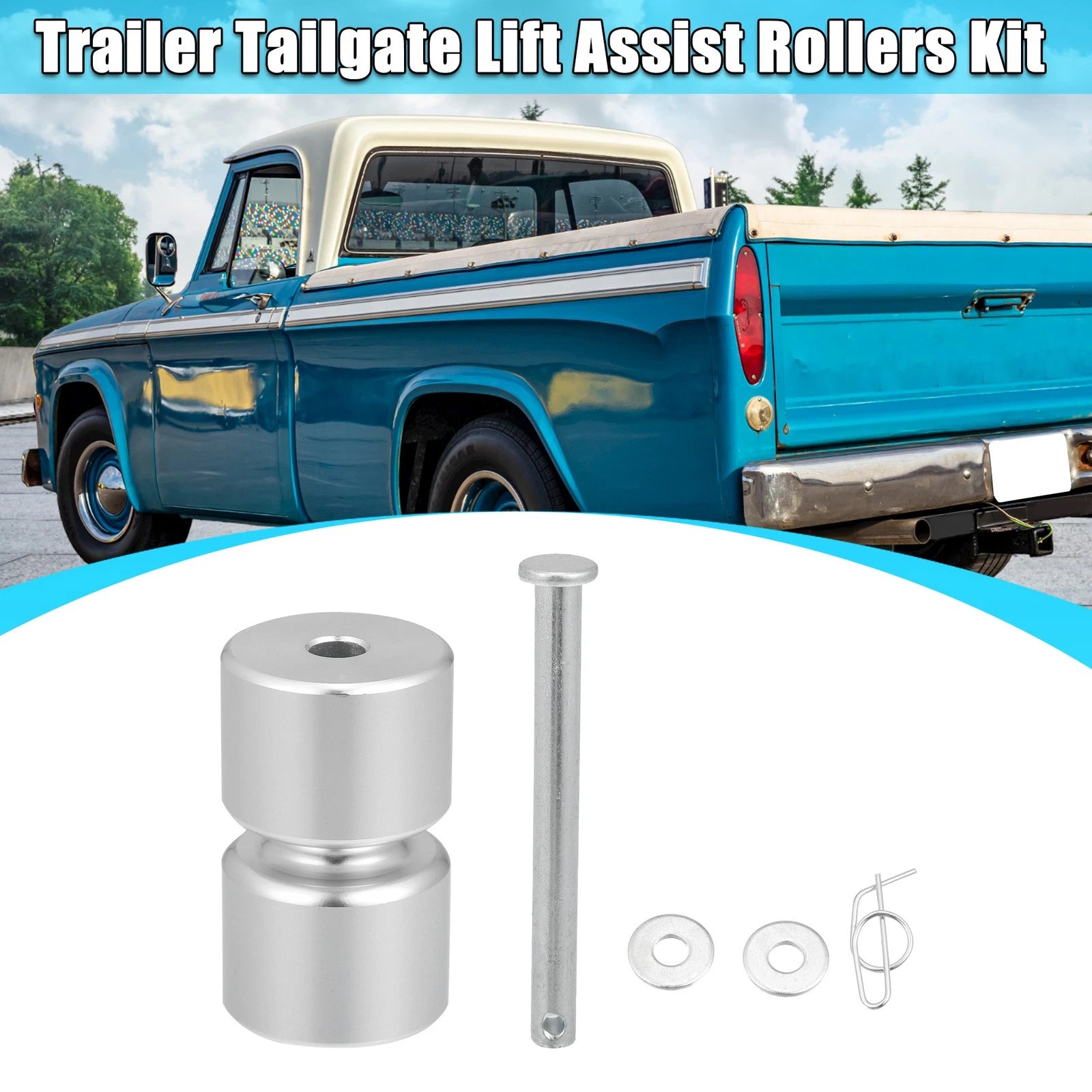 Tailgate Lift Assist Rollers Set with Locking Rings for Ford F-150 (2004–2020)