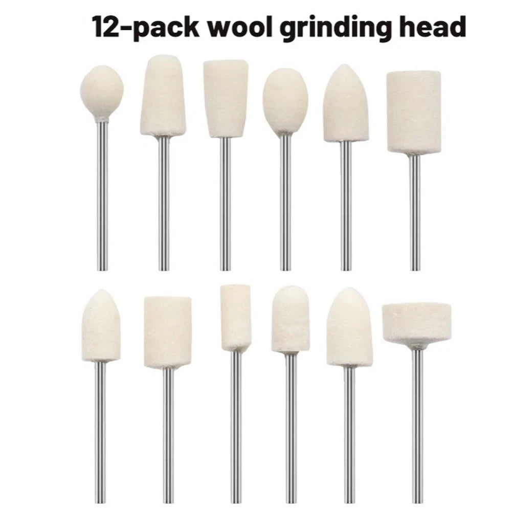 12 Pcs Wool Felt Grinding Head Rotary Tool Abrasive Set