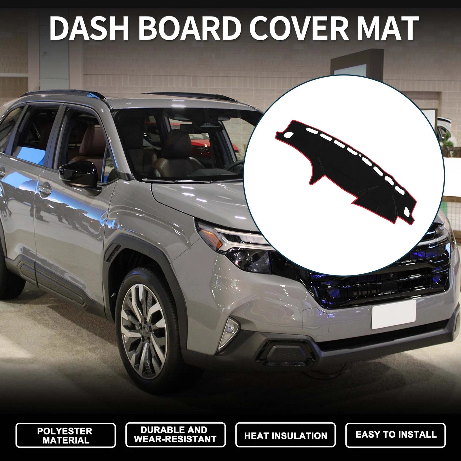 Dashboard Dash Cover Mat for Subaru Forester (2007–2012) Black Red