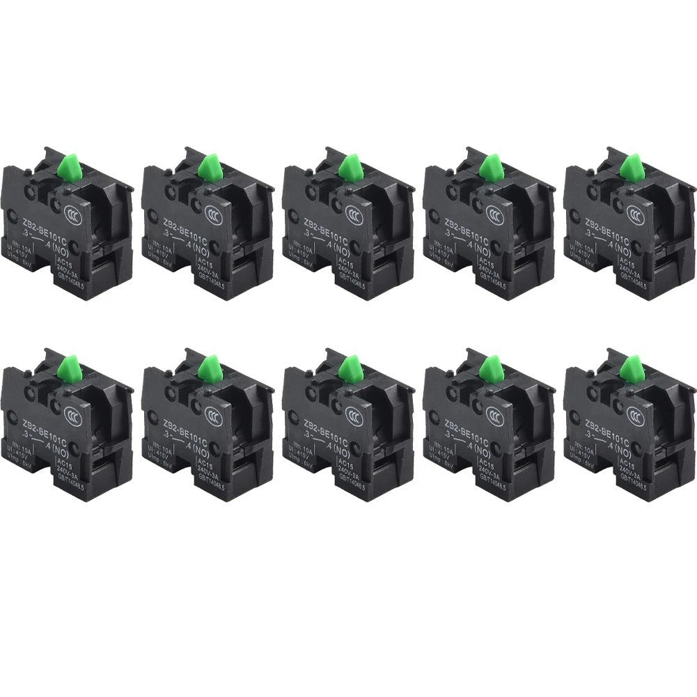 10 Pack Momentary Push Button Contact Blocks for Electrical Applications