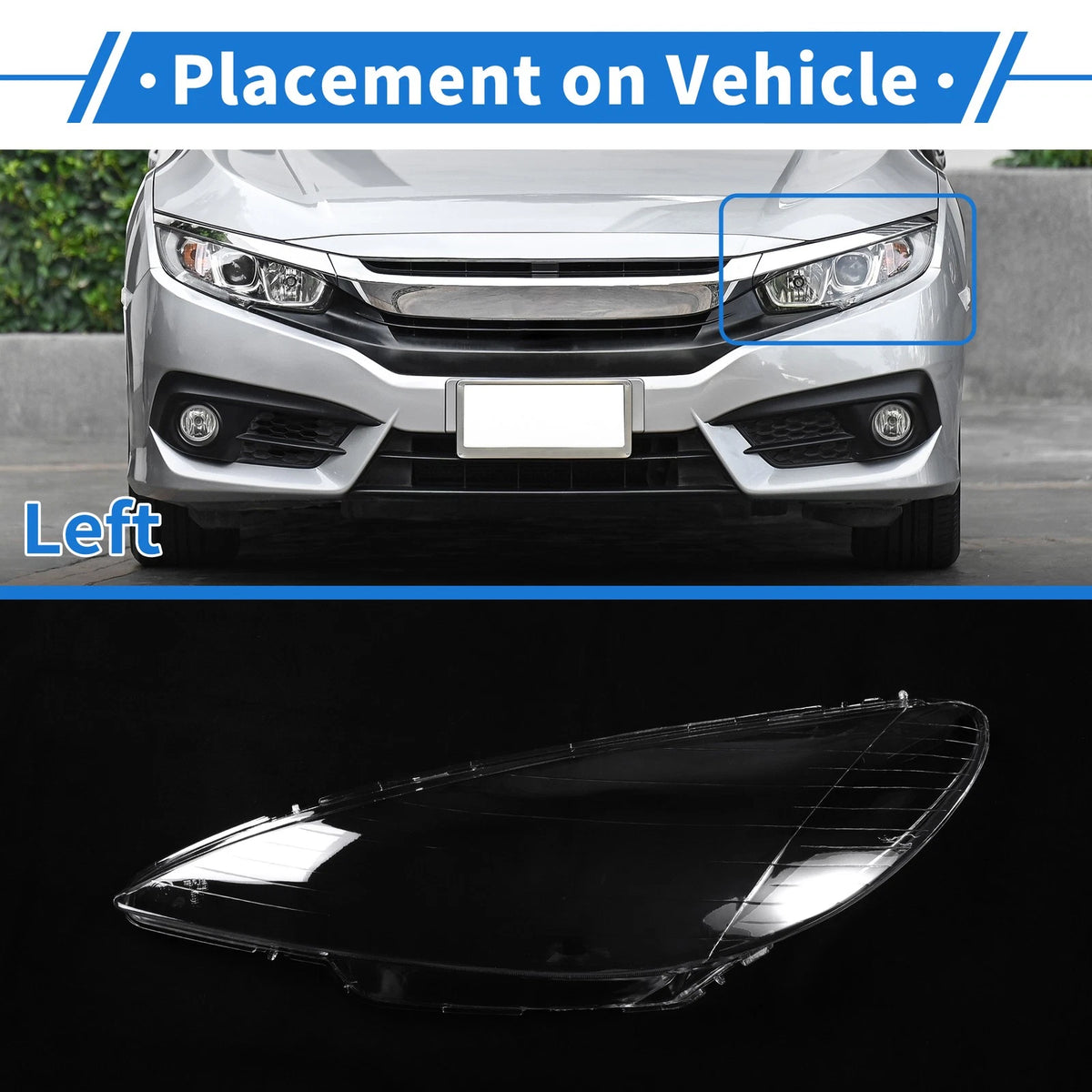1 Pcs Headlight Lens Cover for Peugeot 206 (2004–2008) PC Clear